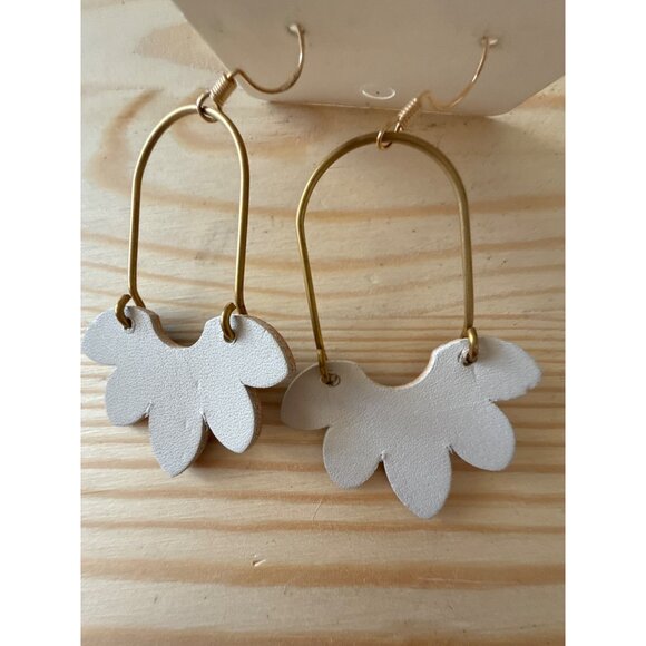 Colorful Floral Leaf Dangle Earrings With Brass Hooks By The BettyJo Co - Picture 4 of 4